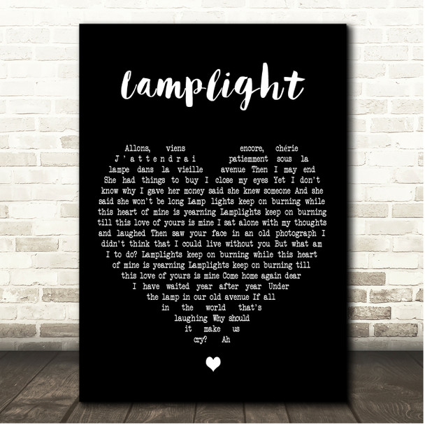 Bee Gees Lamplight Black Heart Song Lyric Print