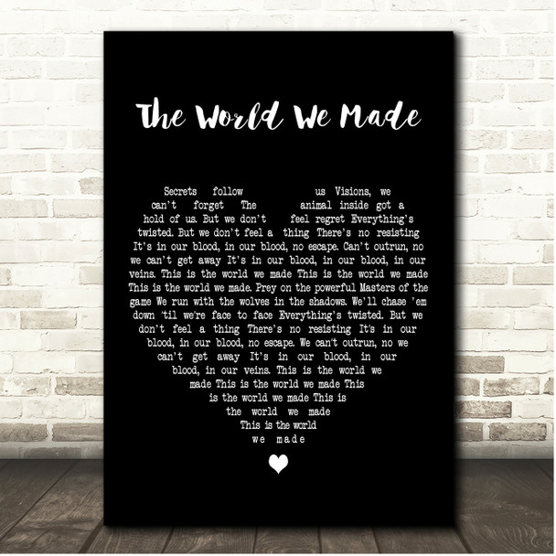 Ruelle The World We Made Black Heart Song Lyric Print