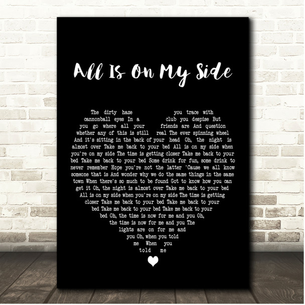 Sam Fender All Is On My Side Black Heart Song Lyric Print