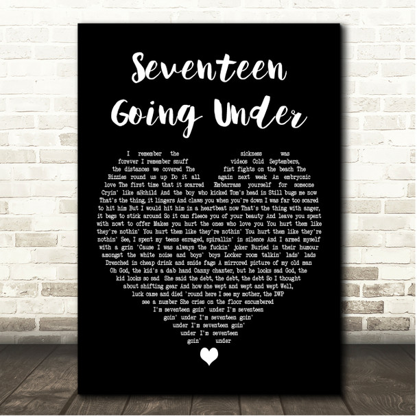 Sam Fender Seventeen Going Under Black Heart Song Lyric Print