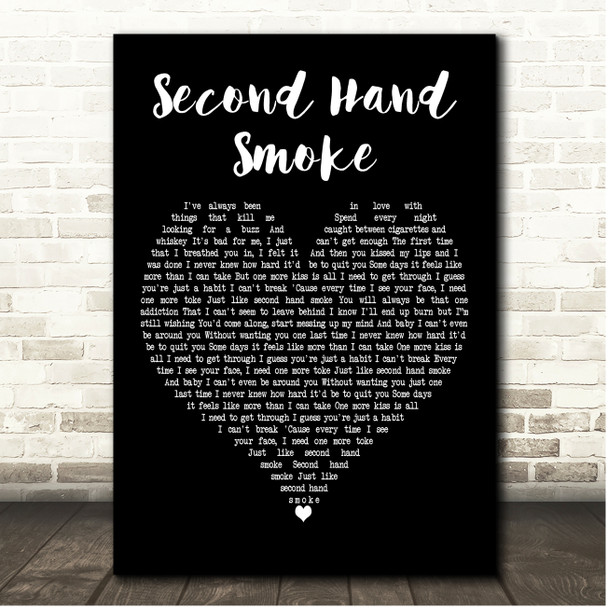 Sam Riggs Second Hand Smoke Black Heart Song Lyric Print