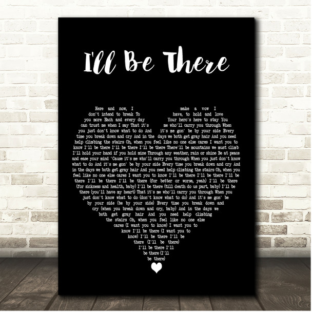 Second Chance I'll Be There Black Heart Song Lyric Print