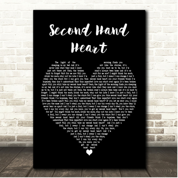 Ben Haenow Second Hand Heart Black Heart Song Lyric Print