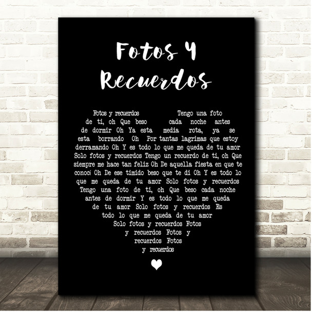 Selena Fotos Y Recuerdos Black Heart Song Lyric Print