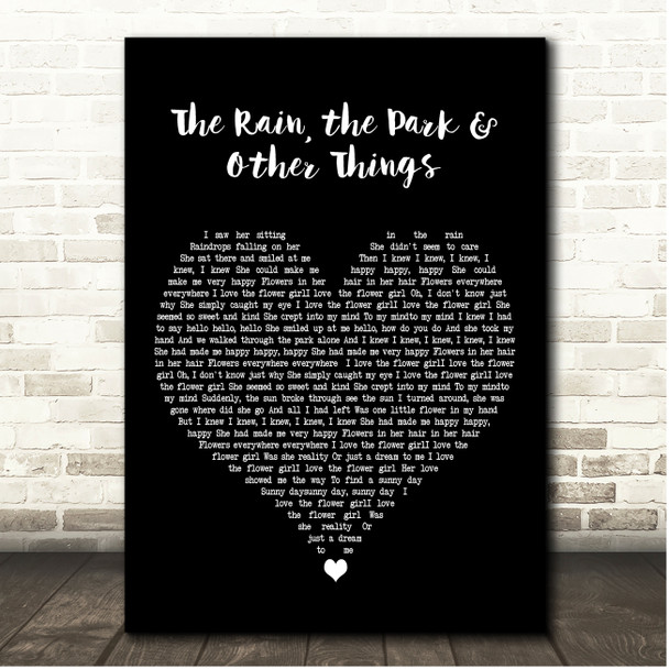 The Cowsills The Rain, the Park & Other Things Black Heart Song Lyric Print