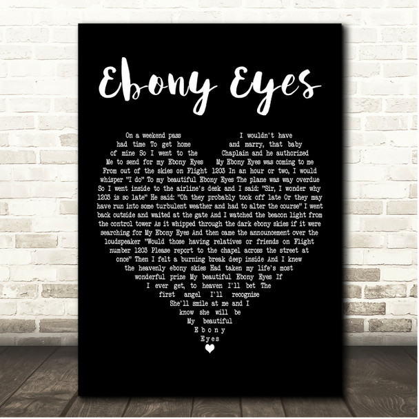 The Everly Brothers Ebony Eyes Black Heart Song Lyric Print