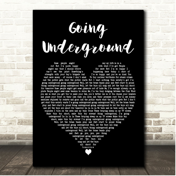The Jam Going Underground Black Heart Song Lyric Print