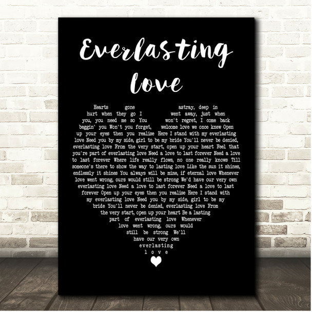 The Love Affair Everlasting Love Black Heart Song Lyric Print