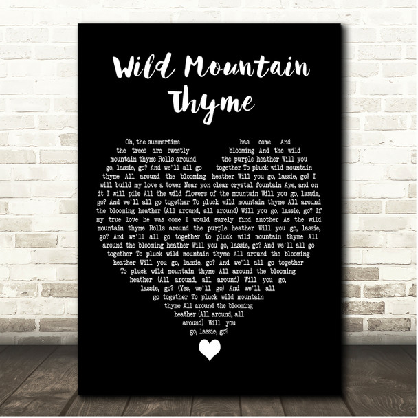 The Silencers Wild Mountain Thyme Black Heart Song Lyric Print