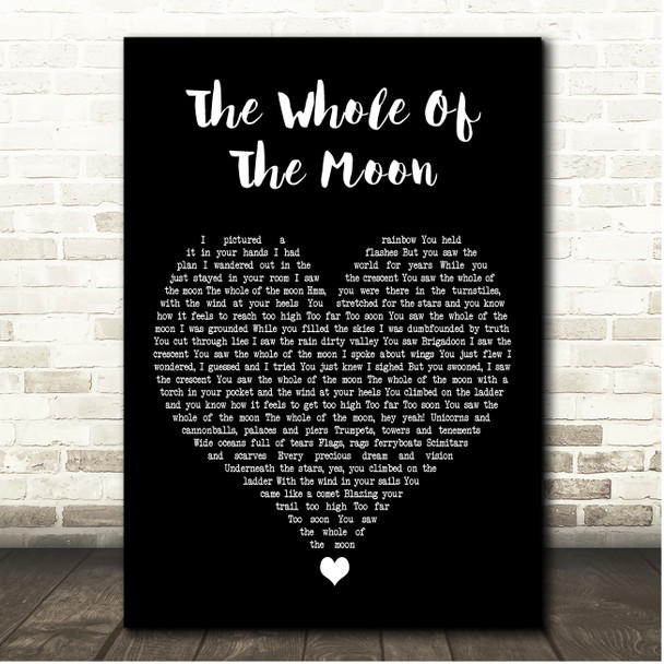 The Waterboys The Whole Of The Moon Black Heart Song Lyric Print