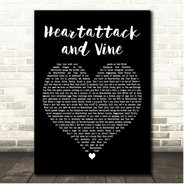 Tom Waits Heartattack and Vine Black Heart Song Lyric Print