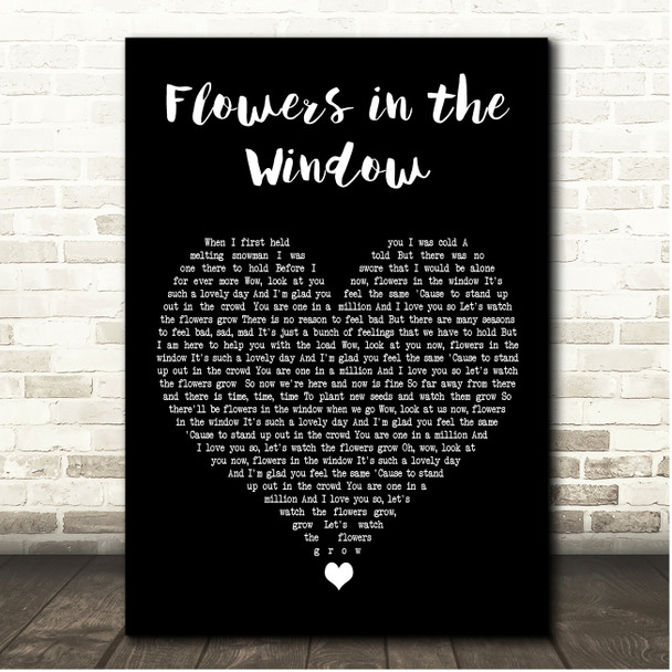 Travis Flowers in the Window Black Heart Song Lyric Print