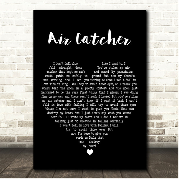 Twenty One Pilots Air Catcher Black Heart Song Lyric Print