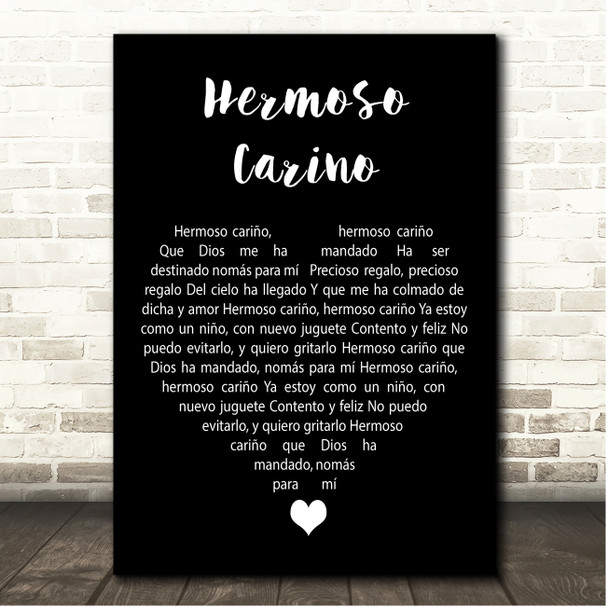 Vicente Fernández Hermoso Cariño Black Heart Song Lyric Print