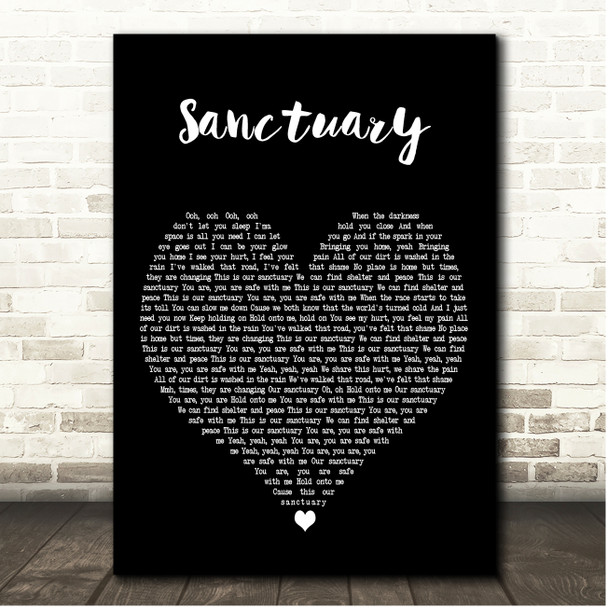 Welshly Arms Sanctuary Black Heart Song Lyric Print