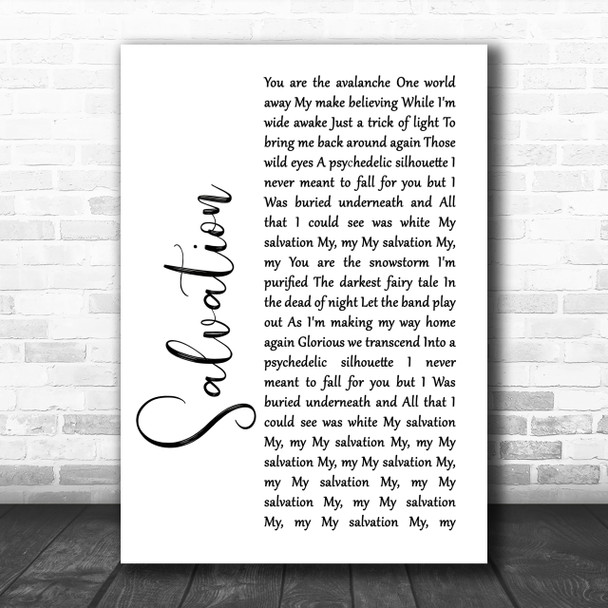 Gabrielle Aplin Salvation White Script Song Lyric Music Wall Art Print