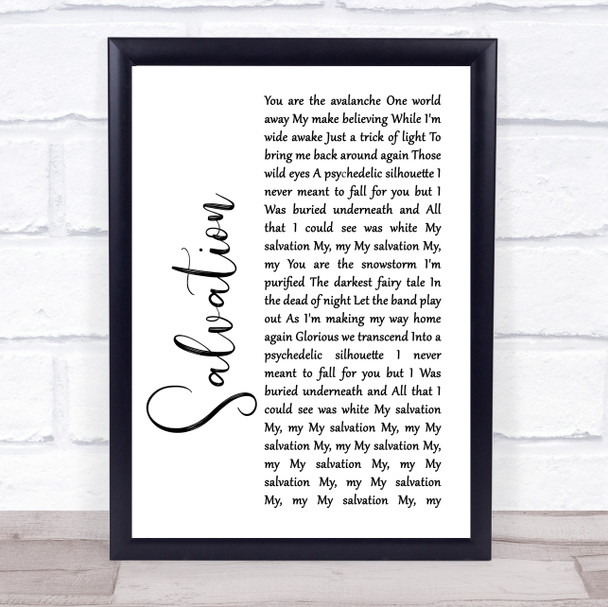 Gabrielle Aplin Salvation White Script Song Lyric Music Wall Art Print