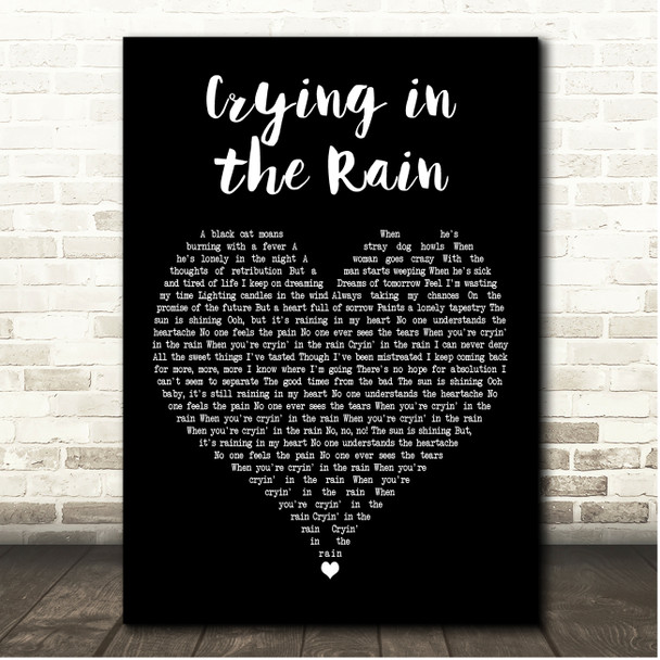 Whitesnake Crying in the Rain Black Heart Song Lyric Print