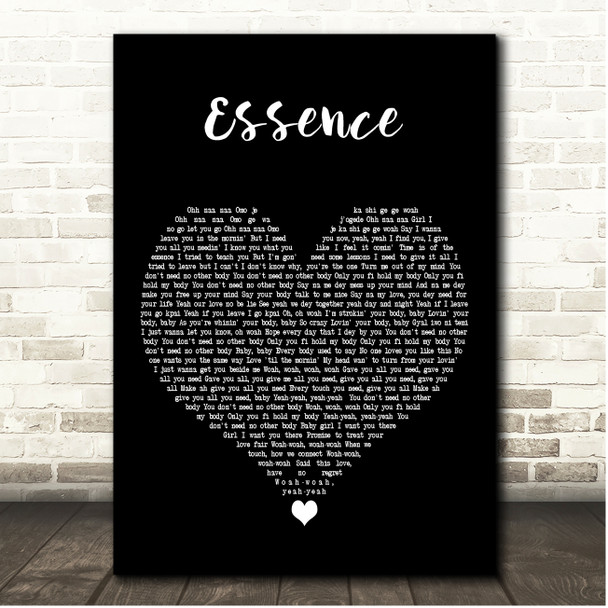 Wizkid Essence Black Heart Song Lyric Print