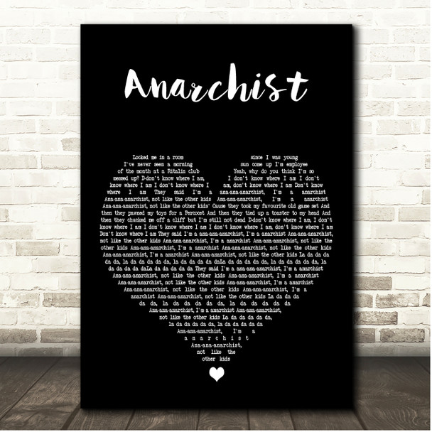 YUNGBLUD Anarchist Black Heart Song Lyric Print