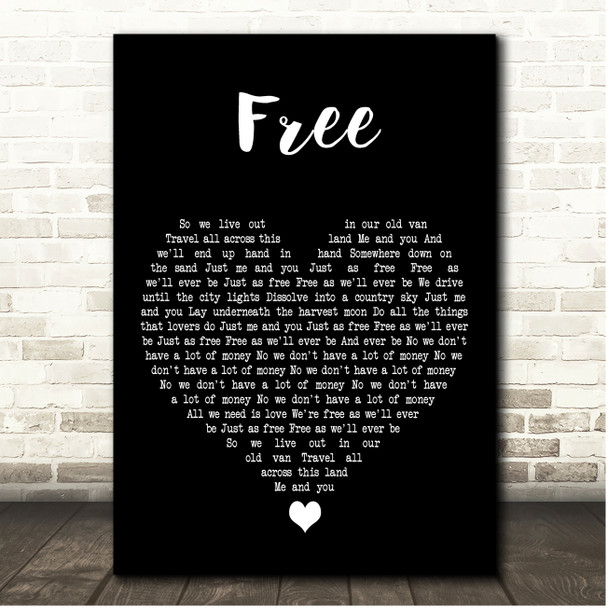 Zac Brown Band Free Black Heart Song Lyric Print