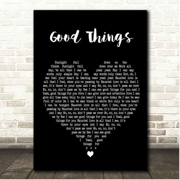 BoDeans Good Things Black Heart Song Lyric Print