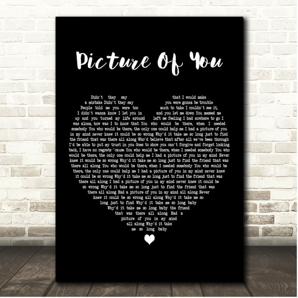 Boyzone Picture Of You Black Heart Song Lyric Print
