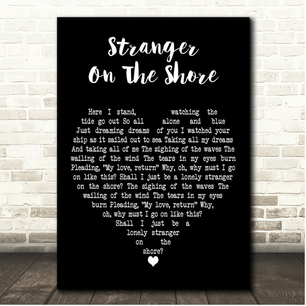 Acker Bilk, Röyksopp Stranger on the Shore Black Heart Song Lyric Print