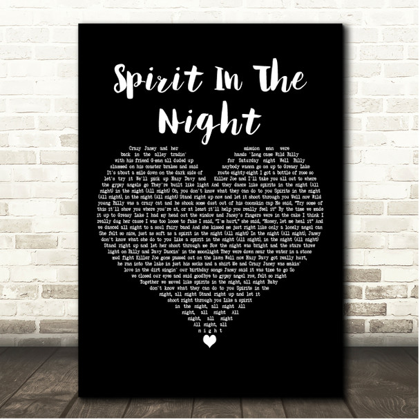 Bruce Springsteen Spirit In The Night Black Heart Song Lyric Print