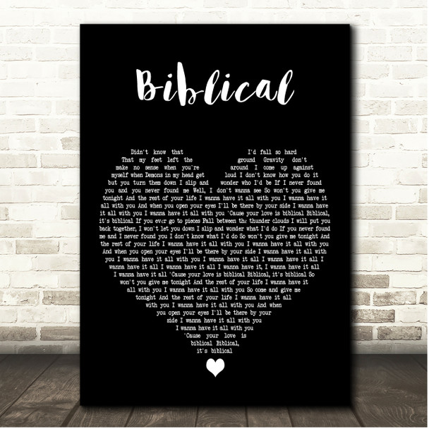 Calum Scott Biblical Black Heart Song Lyric Print