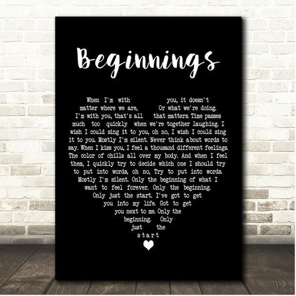 Chicago Beginnings Black Heart Song Lyric Print