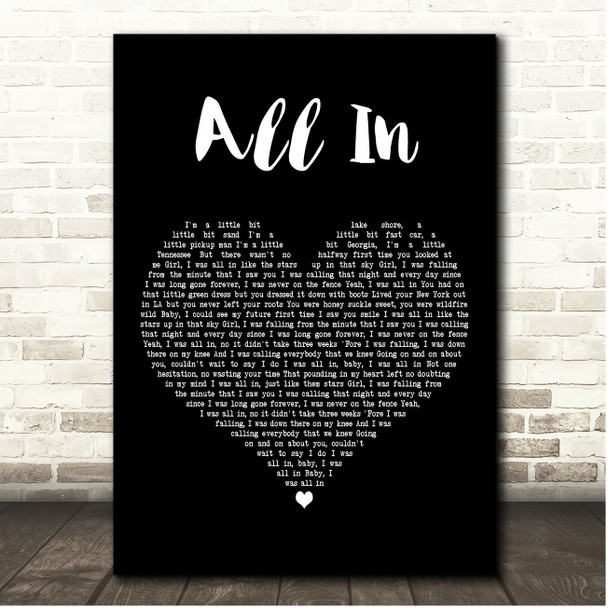 Chris Janson All In Black Heart Song Lyric Print