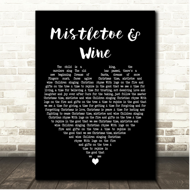 Cliff Richard Mistletoe & Wine Black Heart Song Lyric Print