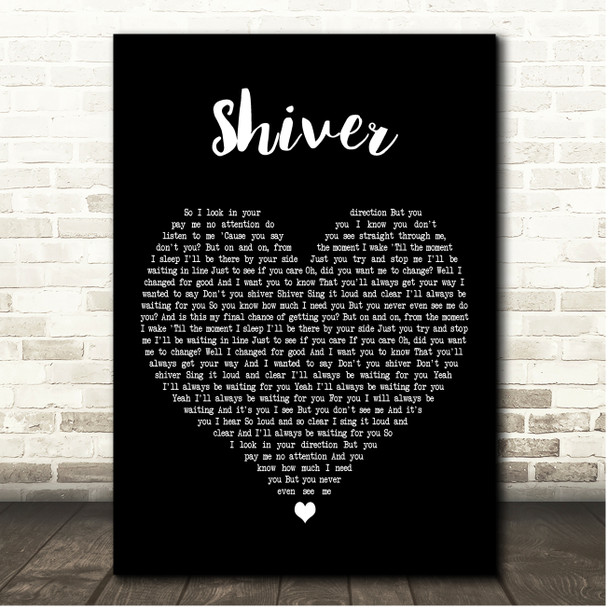 Coldplay Shiver Black Heart Song Lyric Print