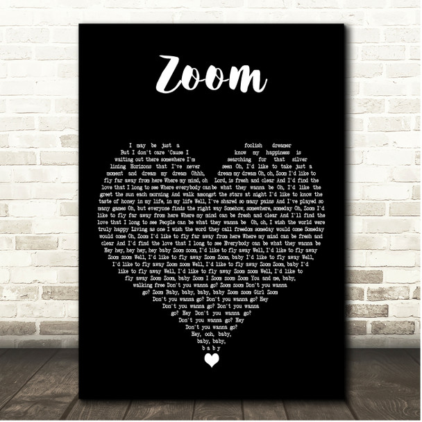 Commodores Zoom Black Heart Song Lyric Print