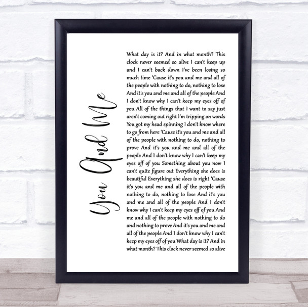 Lifehouse You And Me White Script Song Lyric Music Wall Art Print
