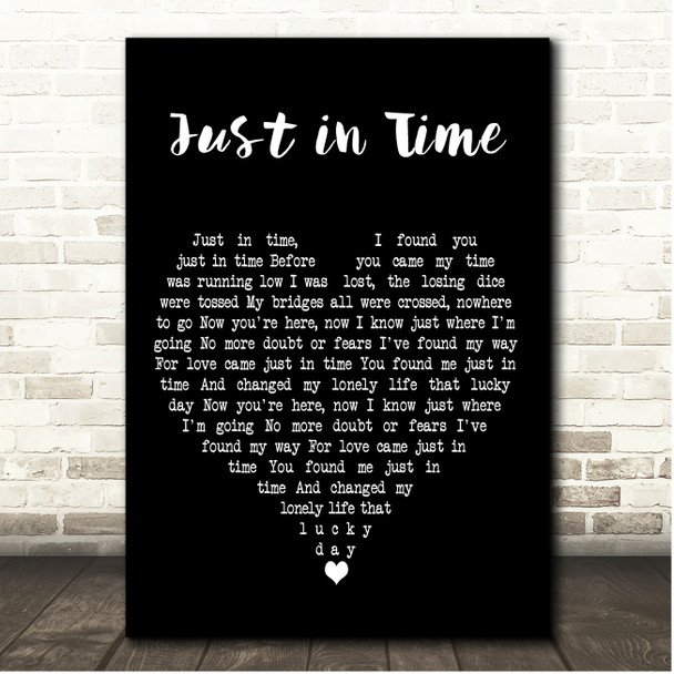 Dean Martin Just in Time Black Heart Song Lyric Print