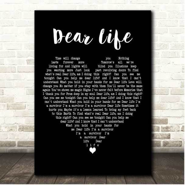 Delta Goodrem Dear Life Black Heart Song Lyric Print