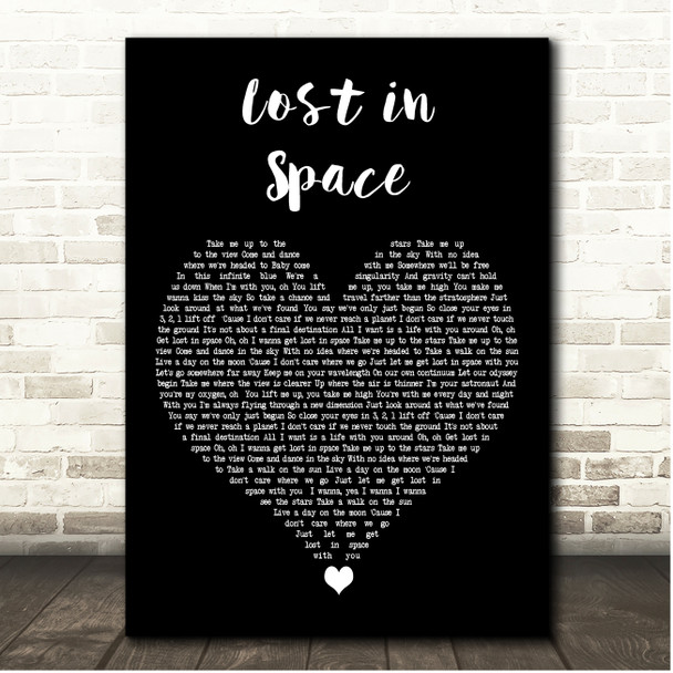 Derivakat Lost in Space Black Heart Song Lyric Print