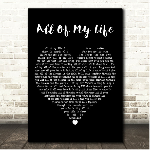 Diana Ross All Of My Life Black Heart Song Lyric Print