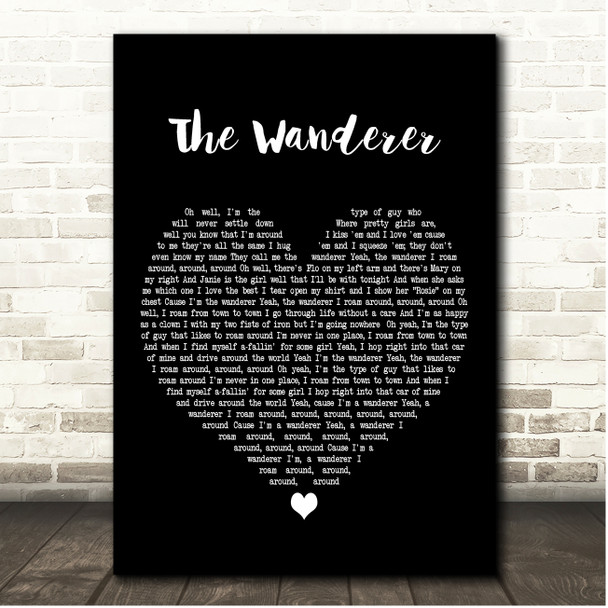 Dion The Wanderer Black Heart Song Lyric Print