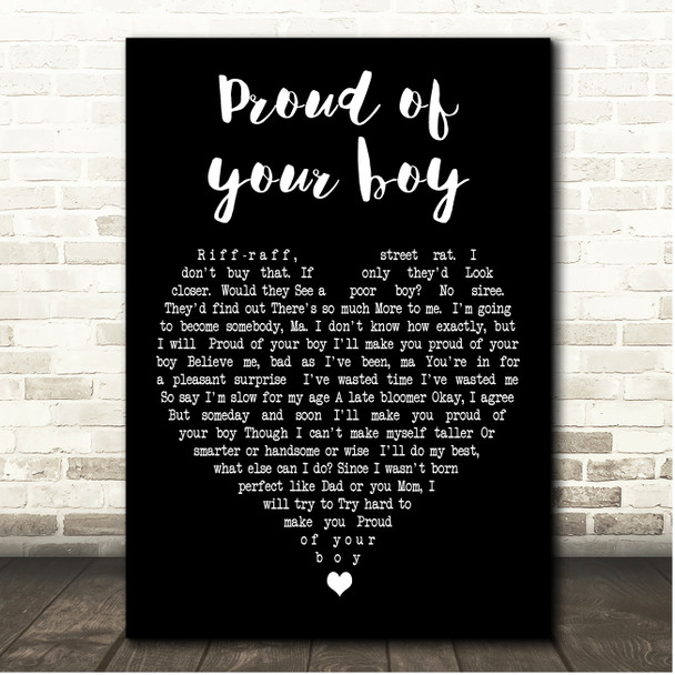 Disneys Aladdin Proud of your boy Black Heart Song Lyric Print