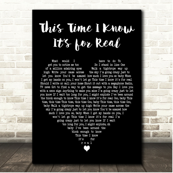 Donna Summer This Time I Know Its for Real Black Heart Song Lyric Print