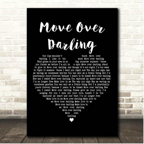 Doris Day Move Over Darling Black Heart Song Lyric Print