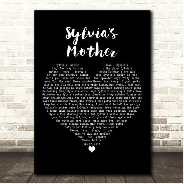 Dr. Hook Sylvias Mother Black Heart Song Lyric Print