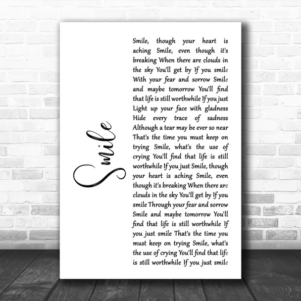 Michael Jackson Smile White Script Song Lyric Music Wall Art Print