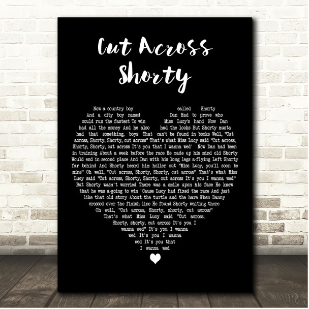 Eddie Cochran Cut Across Shorty Black Heart Song Lyric Print