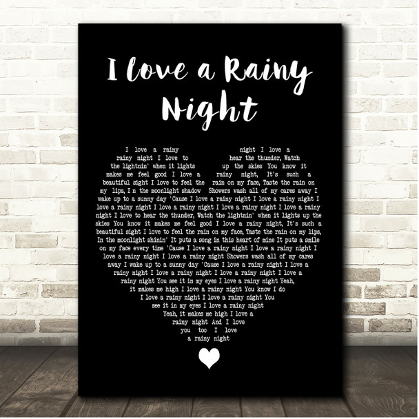 Eddie Rabbitt I Love a Rainy Night Black Heart Song Lyric Print