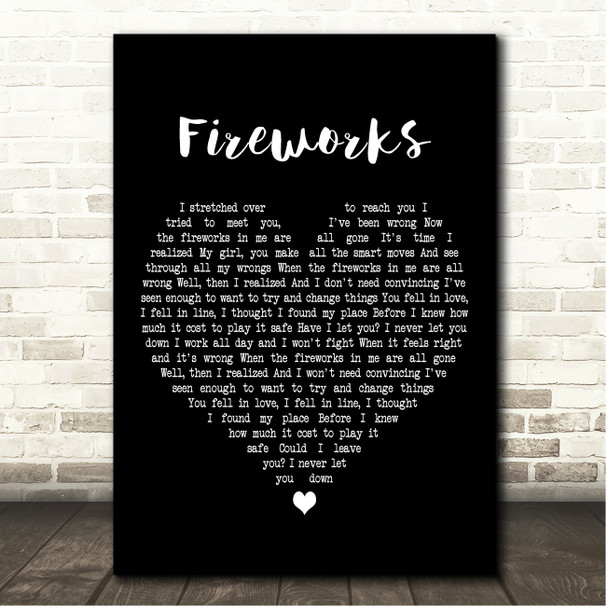 Embrace Fireworks Black Heart Song Lyric Print