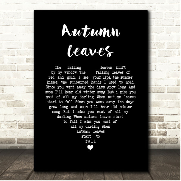Eva Cassidy Autumn Leaves Black Heart Song Lyric Print